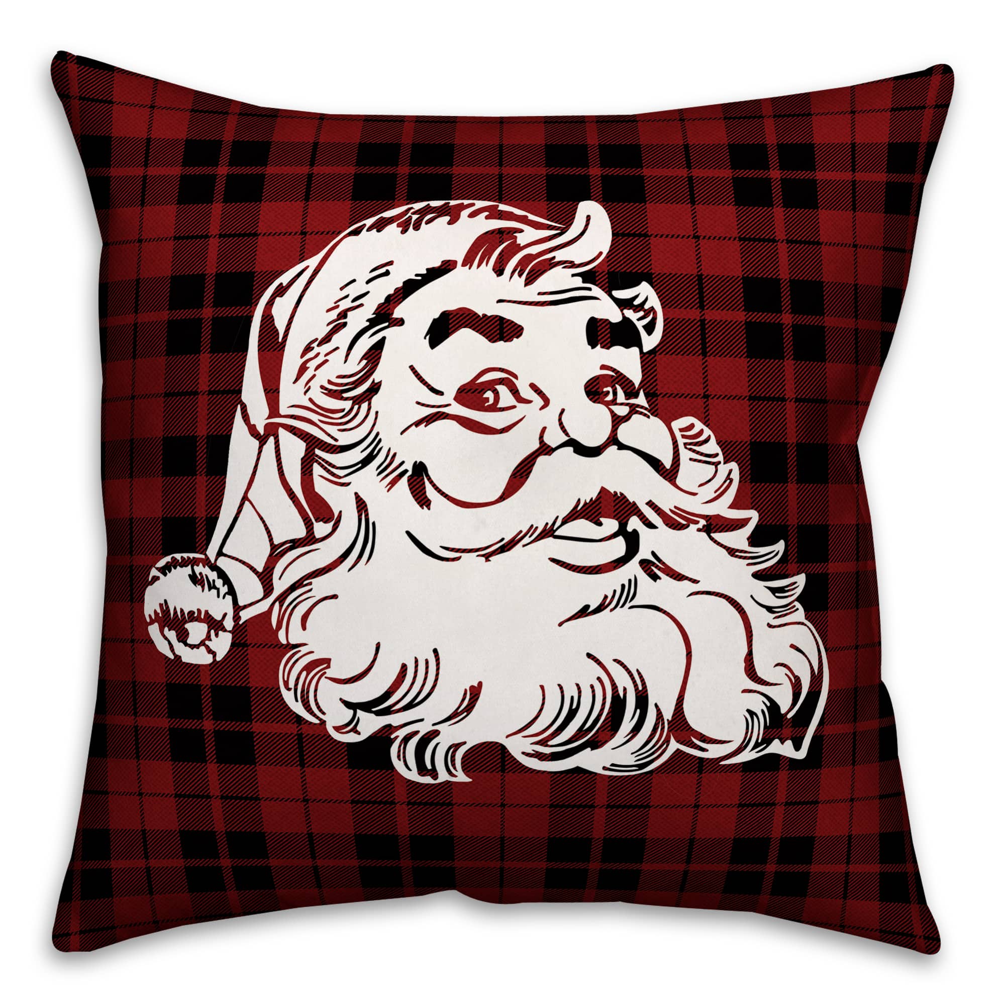 Plaid Santa Throw Pillow